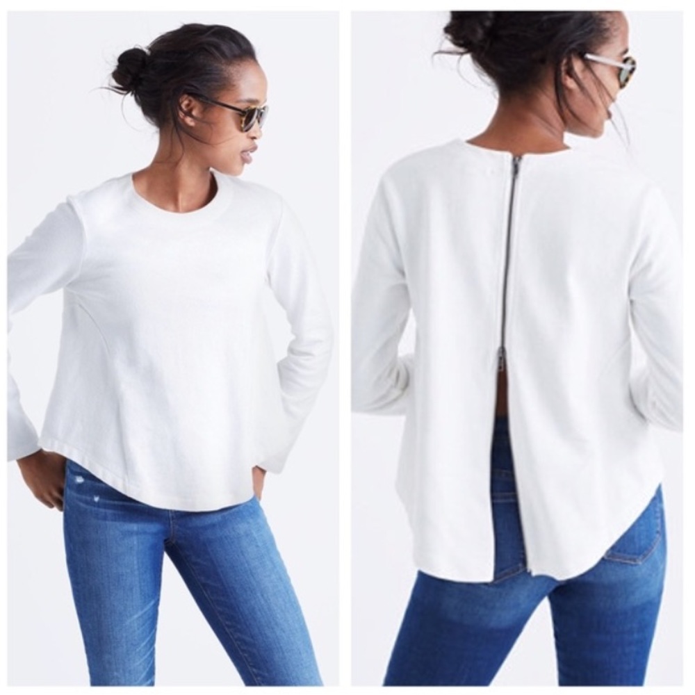 Madewell White Comeback Back-Zip Top | L